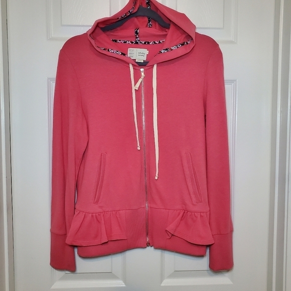 ANTHROPOLOGIE label SATURDAY SUNDAY coral hoodie Sz M - Picture 2 of 16